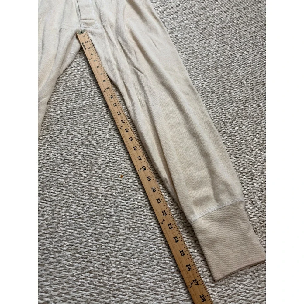 Vintage US military Long Johns Set Cream Wool Cotton Thermal Henley Pants M